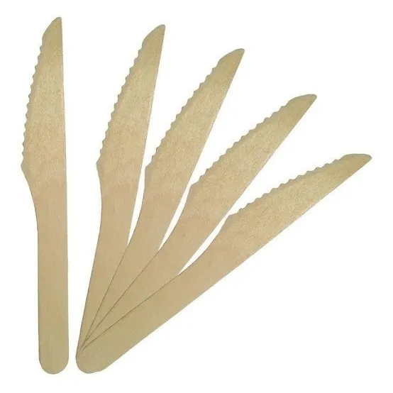 10 Cuchillos De Madera De Bambú Descartables Mayoristas