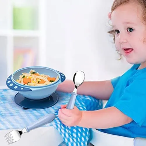 Juego 4 Cuchara Tenedor Para Niño Utensilio Acero Seguro