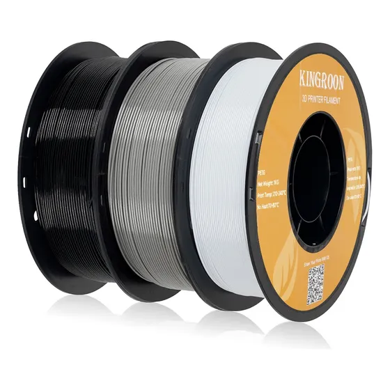 3kg/lote Kingroon Petg Filamento Para Impresora 3d 1.75mm Color 1kg Gris 1kg Blanco Y 1kg Negro
