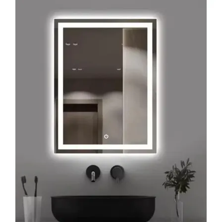 Espejo Luz Led Touch Pared Baño Tocador Vestidor 3 Luces Ch1 Marco Es72 Rectangular Con Marco