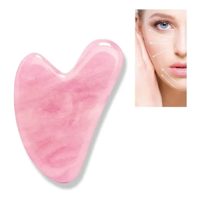 Gua Sha Masajeador Facial 100% Cuarzo Rosa Antiedad Rejuvene
