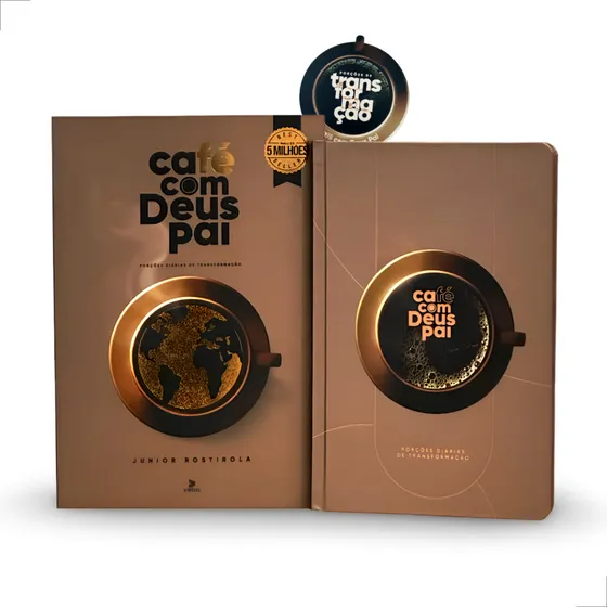 Kit Café Com Deus Pai 2025 Marca Página + Caderno De Anotações Junior Rostirola