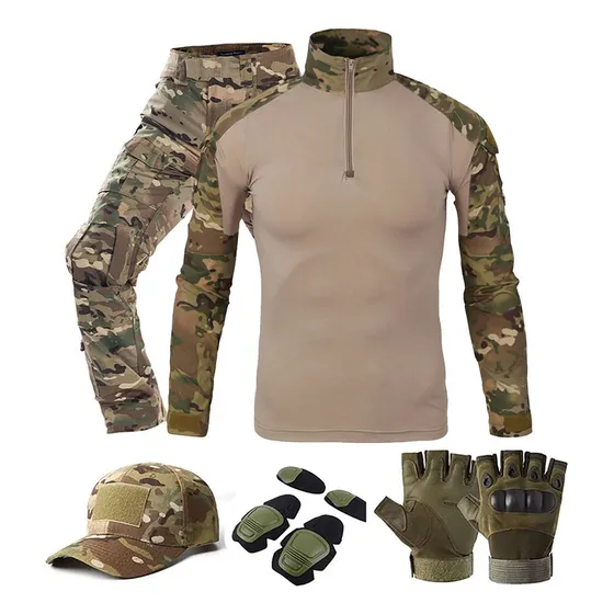 Traje De Uniforme Táctico De Camuflaje Militar + Rodilleras.