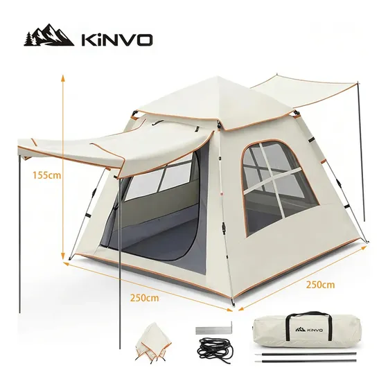 Barraca De Camping Automática 12 Pessoas 250x250x155cm Família Grande Toldo Impermeável Proteção UV Montagem Rápida