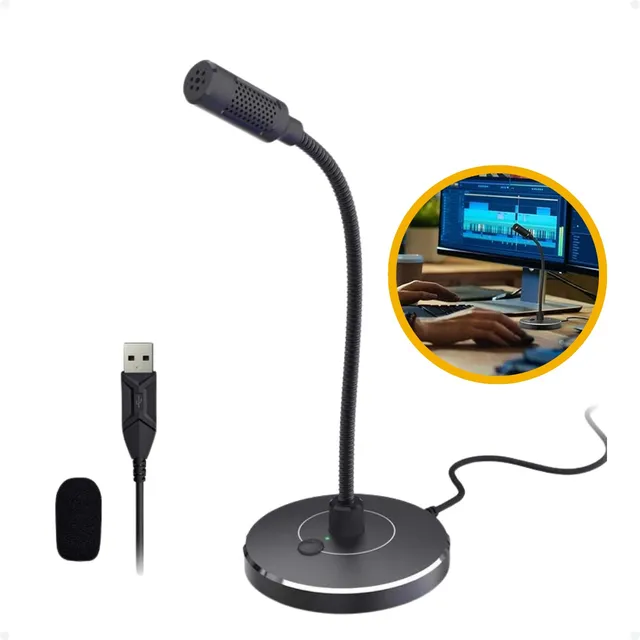 Microfone De Mesa Cmteck G009 Com Ubs E Cancelamento Ruido