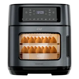 Fritadeira Elétrica Wap Air Fryer Oven Digital Black Inox 12 Litros com Revestimento Antiaderente