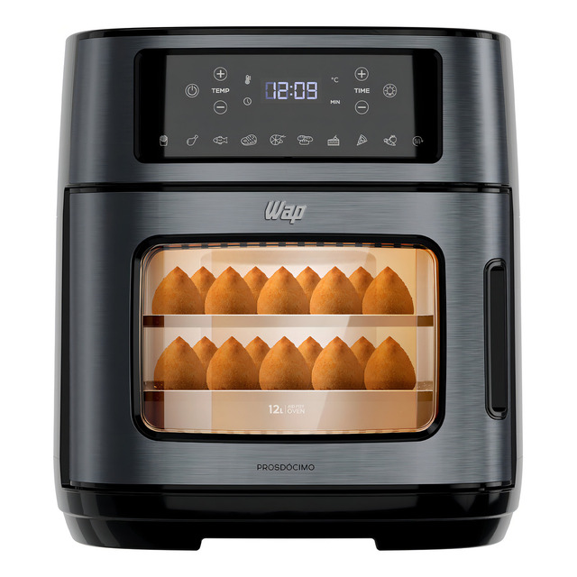 Fritadeira Elétrica Wap Air Fryer Oven Digital Black Inox 12 Litros Com Revestimento Antia... Fritadeira Elétrica Wap Air Fryer Oven Digital Black Inox 12 Litros Com Revestimento Antia...