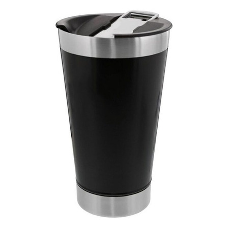 Copo Térmico Para Cerveja Café Chá Chopp 473ml C/ Tampa Cor Preto Liso Copo Térmico Para Cerveja Café Chá Chopp 473ml C/ Tampa Cor Preto Liso