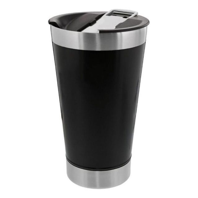 Copo Térmico Para Cerveja Café Chá Chopp 473ml C/ Tampa Cor Preto Liso Copo Térmico Para Cerveja Café Chá Chopp 473ml C/ Tampa Cor Preto Liso