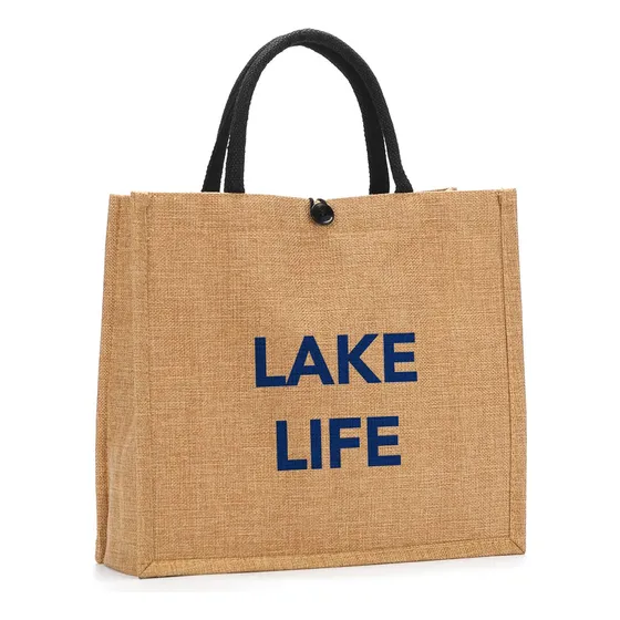 Divertida Bolsa Yute Para Mujer Amante Lago Regalo Tematico