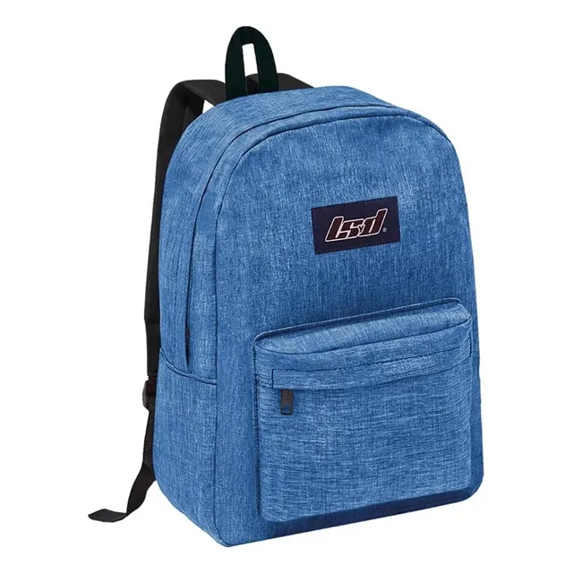 Mochila Lisa Jaspeada Urbana Colegial Reforzada Lsyd 16p Color Azul Acero Diseño De La Tela Jaspeado