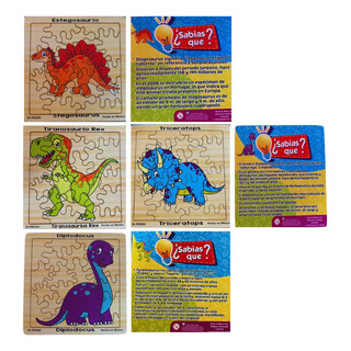 Kit 4 Rompecabezas De Madera Con 20 Pzs Dinosaurios Bilingue Kit 4 Rompecabezas De Madera Con 20 Pzs Dinosaurios Bilingue