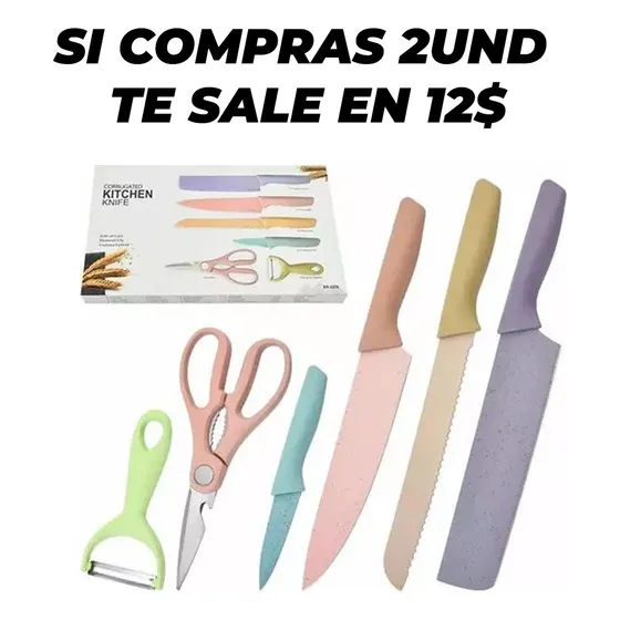 Juego De Cuchillo De Colores 6 Pieza
