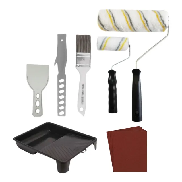 Kit Pintura Parede Rolo Sem Respingo Pincel 7 Peças Brinde 