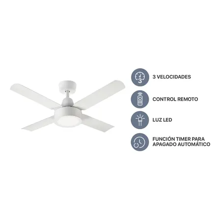 Codini V5RB ventilador de techo blanco con luz LED y control remoto