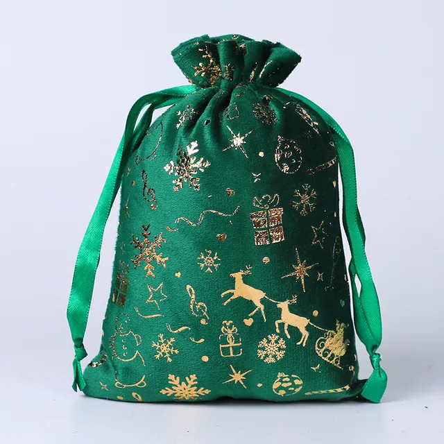 Bolsa De Regalo Navideña De Poliéster, Bolsillo Con Cordón
