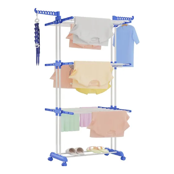 Tender De Ropa Vertical Tendedero De Pie Grande Con Alas Y Ruedas Waggs Tr001