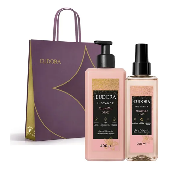 Presente Kit Eudora Instance Baunilha Glow Hidratante Corporal + Body Splash