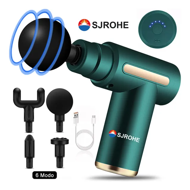 Sjrohe Pistola De Masaje Muscular Para Relajar Aliviar El Dolor 6 Modos Electrico Masajeador De Espalda Color Verde Pistola Masajeador Espalda De Cuello Pies