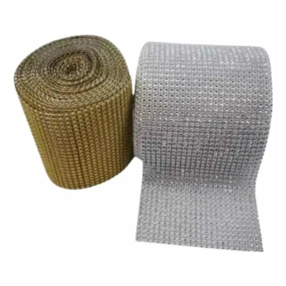 Strass Dorado Plateado Rollo 10 Yd Largo 12cm Ancho