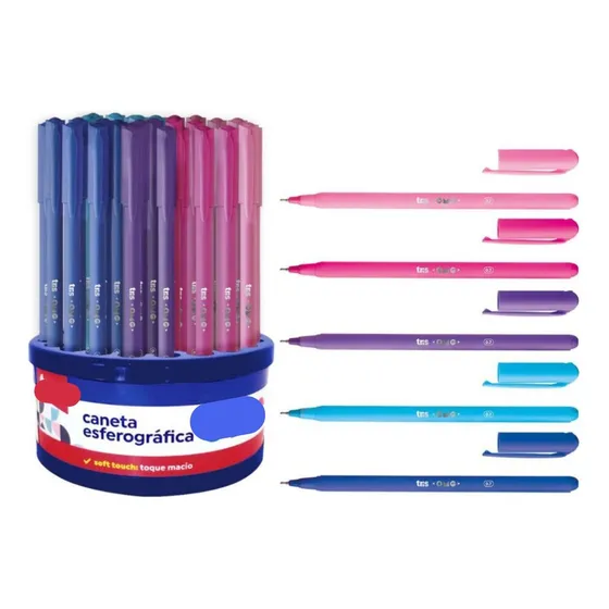 Kit 5 Caneta Colorida Esferográfica Omg Escrita 0.7mm Soft