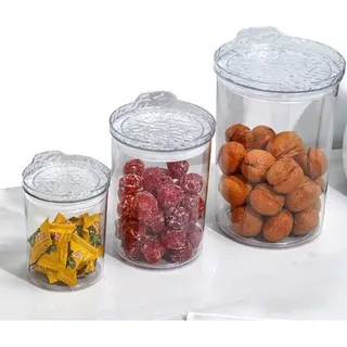 Conjunto 3 Potes Hermético Redondo De Plástico Com Tampa