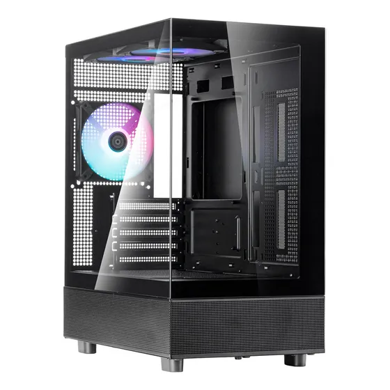 Gabinete M-atx Silverstone Panoramico Lucid 04 Argb Type-c Color Negro