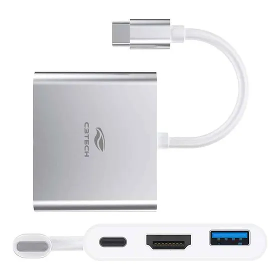 Hub Usb C C3tech 3.0 3 Portas C/saida Hdmi 4k Hu-d10si Prata