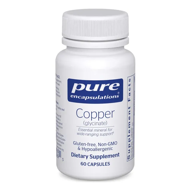 Glicinato De Cobre Pure Encapsulations 60 Cápsulas Sabor Sin Sabor