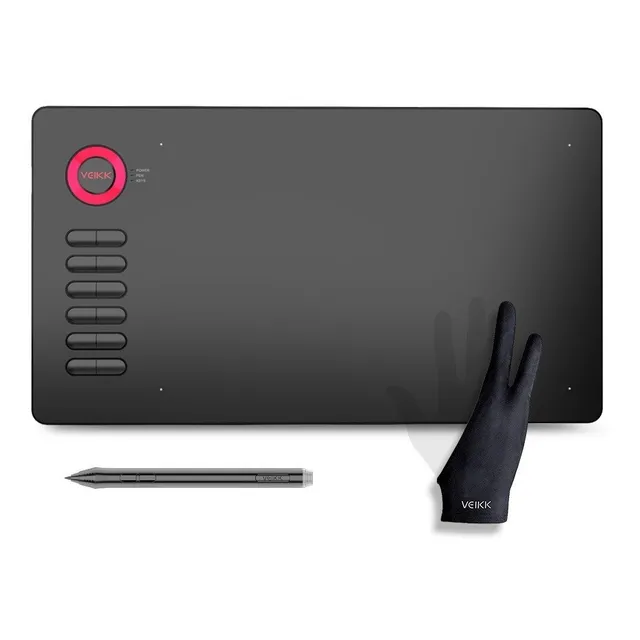  Pack - Tableta Profecional Veikk A15 Color Rojo + Guante