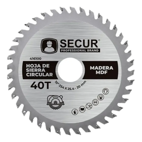 Disco Para Sierra Circular 10  (254 Mm) 5.000 Rpm 40 Dientes