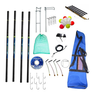 Kit Pesca 4 Varas Telescopica 2x 3,60 2 X 4,50 Com Suporte Kit Pesca 4 Varas Telescopica 2x 3,60 2 X 4,50 Com Suporte