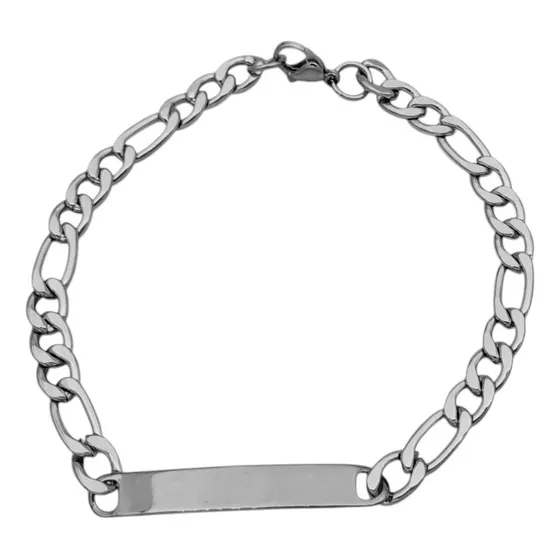 Pulsera Figaro 1.6nk (6mm)-20cm P/ Grabar Acero Qui C:9939