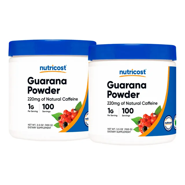 Cafeína Natural Guarana Powder Nutricost 100 Serv Packx2