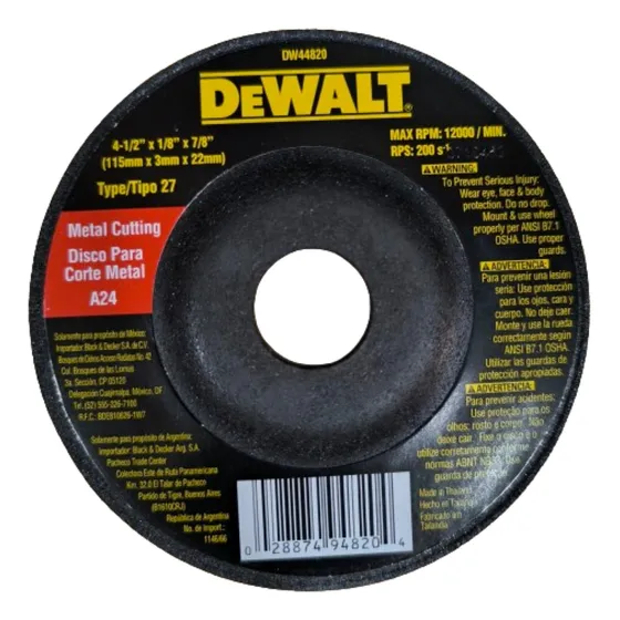 Disco Corte Metal 4 1/2 X 1/8 X 7/8 Dewalt