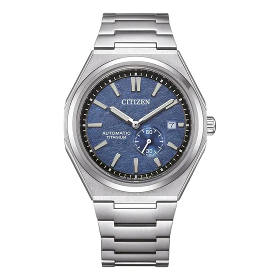 Citizen Super Titanium Tsuyosa Blue Nj0180-80l Correa Plata Bisel Plata Fondo Azul