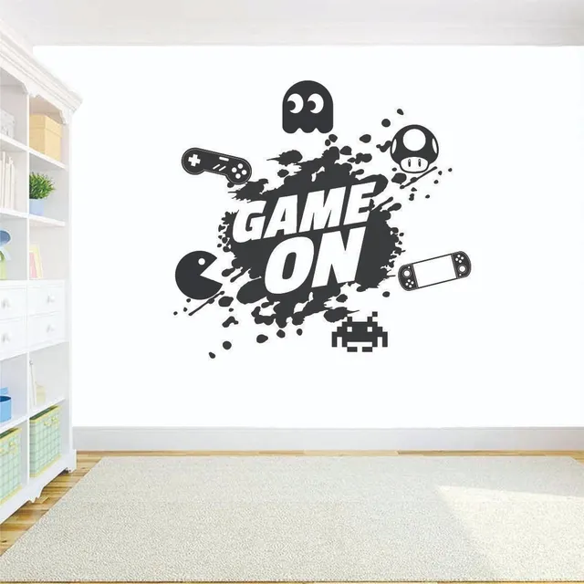 Adesivo De Parede Gamer - Game On - Preto