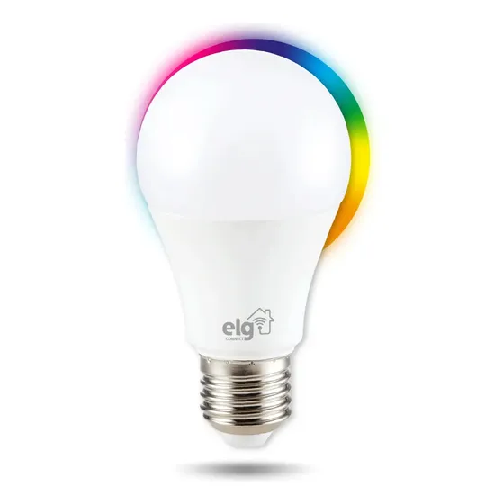 Lâmpada Inteligente de LED ELG SHLL100 10W Dimerizável, Compatível com WI-FI, Bluetooth, Comando de Voz, Soquete E26/E27, 16 Milhões de Cores RGB