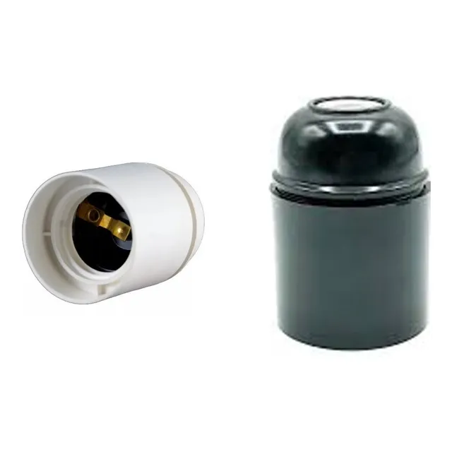 Pack 4 Portalamparas Rosca E27 De Plastico Blanco O Negro