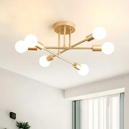 Luminária Teto Moderna Lustre Pendente Dourado Para Sala 127/220v Dourado