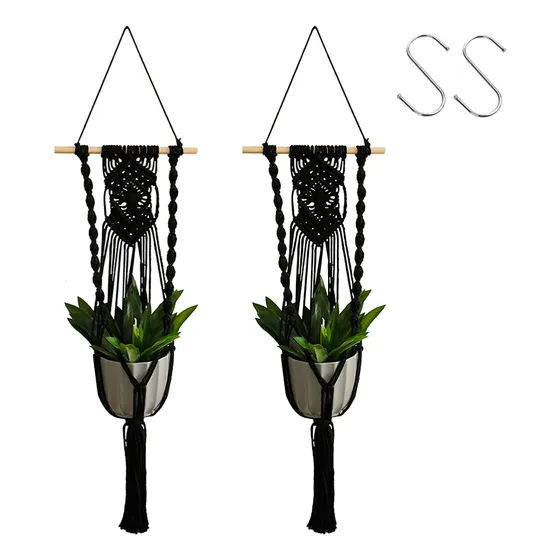 Colgador De Macramé Plantas Negras, Macetero Colgante ...