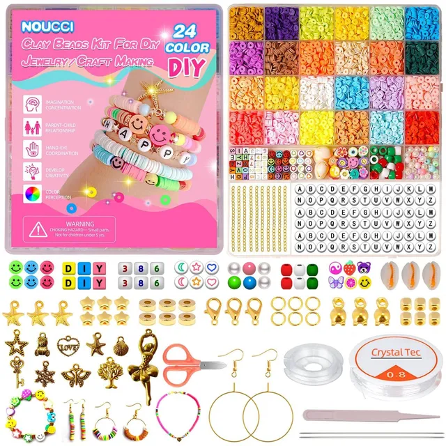 6000 Cuenta Arcilla Para Hacer Pulsera Niña 24 Color Kit