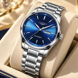 Lingke Relógio Masculino Lingke Aço Azul Resistente À Água Prateado Azul