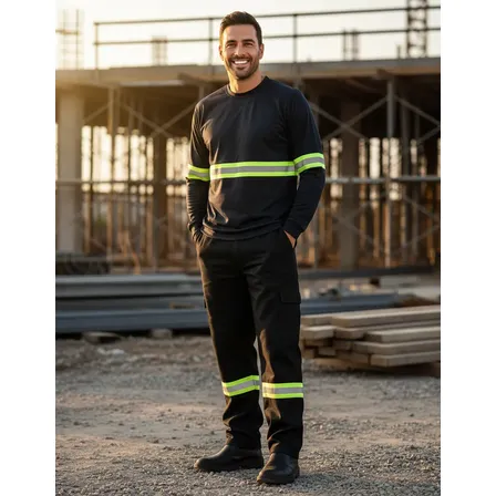 1 Kit Calça + Camiseta Profissional Trabalho Faixa Refletiva