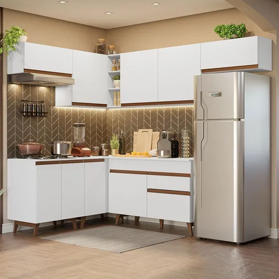Cocina Integral Completa Modular Esquinero Madesa Reims 402cm Blanco 03