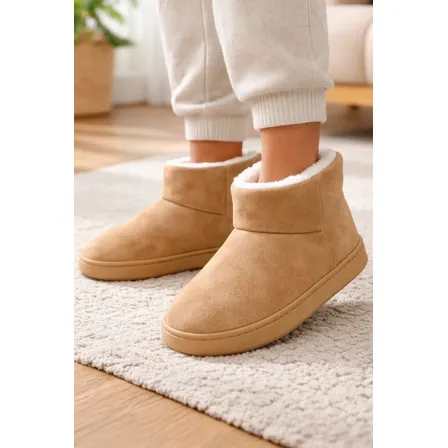 Pantufa Bota Feminina Cano Curto Forrada Pelo Lã Inverno