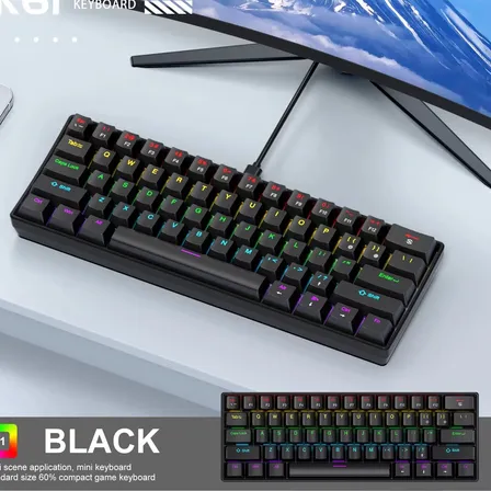 Teclado Mecánico Para Juegos Apayado K61 60% Con Cable Rgb Black-red Switch Inglés Us