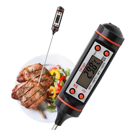 Termômetro Culinário Digital Espeto Alimento Cozinha Cor Cinza