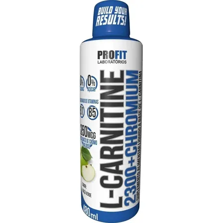 Suplemento Em Líquido L-Carnitina 2300 Chromium Com Picolinato De Cromo Sabor Maçã Verde 480ml - Profit Labs