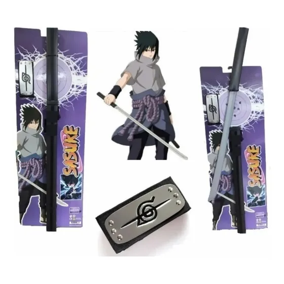 Espada Katana Sasuke Uchiha + Funda + Cinto + Bandana Naruto